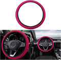 Moly Magnolia Elastic Stretch Steering Wheel Cover, Universal 15 Inch Automotive Steering Wheel Cover, Microfiber Breathable Anti-Slip Odorless Ice Silk, Warm in Winter Cool in Summer (Rose Red)