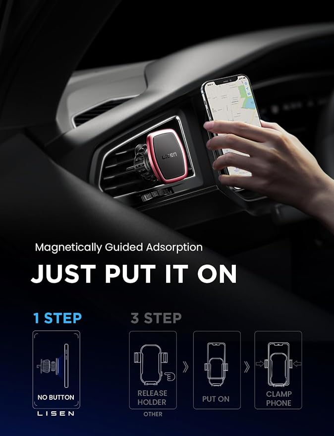 2 Pack Magnetic Phone Holder for Your Car Mount 6 Military Magnets Car Phone Holder Mount Vent Cell Phone Holdeer Mount Vent Cell Phone Holder (Red)