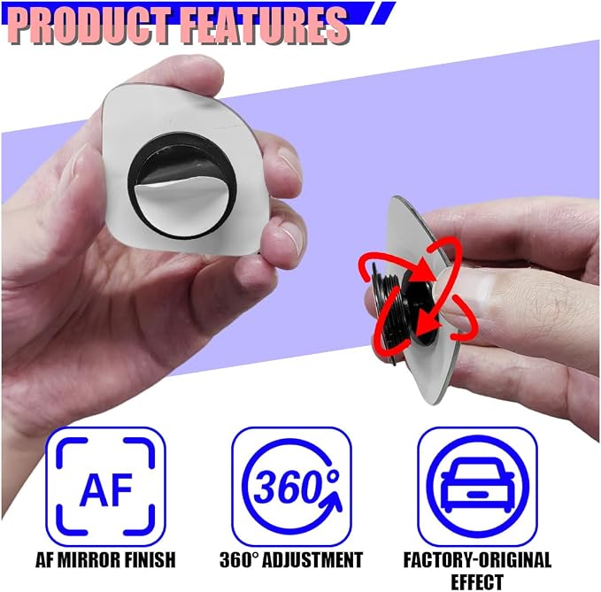 2PCS Fan-shaped Car Blind Spot Mirrors, HD Glass Wide Angle Side Mirrors for Enhanced Safety, Adjustable Frameless Rear View Mirror, Universal Car Exterior Accessories(Fan)