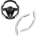 2Pc Carbon Fiber Steering Wheel Cover Universal Fit 99% Cars | Non-slip soft grip, easy to wipe clean, quick to install, perfect for daily commutes and road trips, White