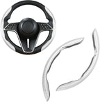 2Pc Carbon Fiber Steering Wheel Cover Universal Fit 99% Cars | Non-slip soft grip, easy to wipe clean, quick to install, perfect for daily commutes and road trips, White