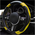Car Steering Wheel Cover, 15 Inch Leather Breathable Auto Steering Wheel Protector, Comfortable Non-Slip Vehicle Steering Wheel Covers, Universal Car Accessories (Yellow, with Lining)