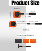 Car Glass Cleaner Wiper,Windshield Cleaning Tool, Microfiber Window Cleaner with Extendable Handle,Auto Glass Wiper Kit(Orange Square)
