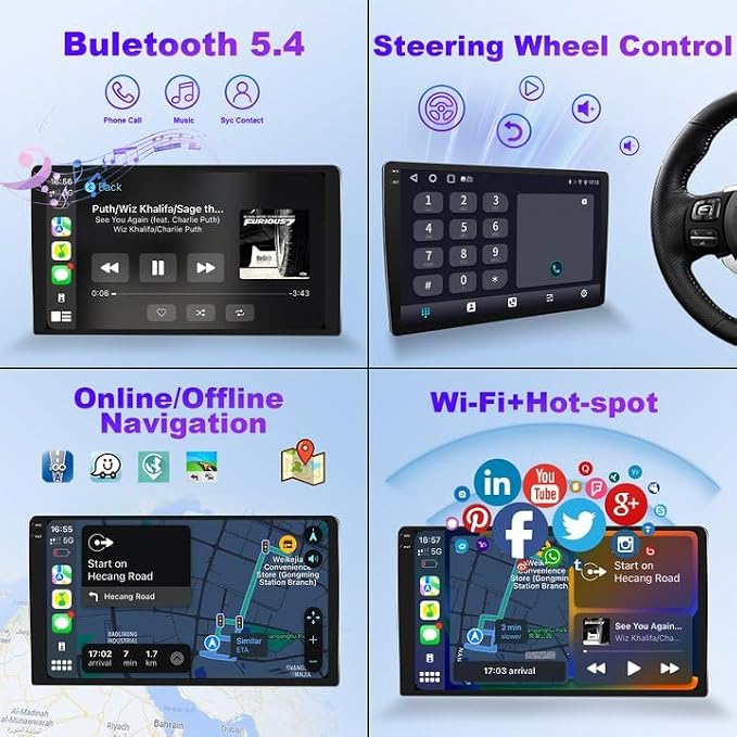 8 Core 4+64G Car Radio Stereo for Nissan Altima 2013-2018 with Wireless CarPlay/Android Auto, 9 Inch HD Touchscreen Android 14 Car Stereo with AM/FM/RDS Backup Camera Bluetooth WiFi GPS SWC
