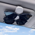 Sunglass Holder for Car Visor Clip, Magnetic Leather Eyeglass Hanger Clip for Car, Square Car Visor Accessories (Gray)