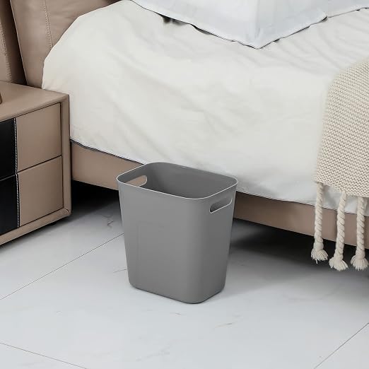Plastic Small Bathroom Trash Can Wastebasket, 3.5 Gallon, Grey, 2 Pack | Compact Sturdy Garbage Can for Bathroom, Laundry Room, Kitchen, Office, Kids Room, Dorm, Durable, Easy to Clean