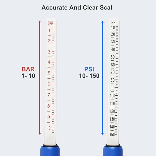 2-Pack Truck Tire Gauges for Tires Pressure, Dual-Head Tire Pressure Gauge, 150 PSI/10 BAR Range, with 4 Tires Pressure Caps for Semi Trucks, RVs, Cars, and Motorcycles