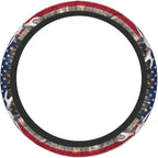 Camo Us Flag Deer Elastic Steering Wheel Cover Non-Slip Breathable Steering Wheel Protector Fit Auto, SUVs, Truck