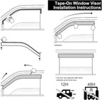 Tape-On Window Visors 4-Piece Compatible with 2022-2025 Nissan Frontier Crew Cab Sun Rain Guards Shield Shade Smoke