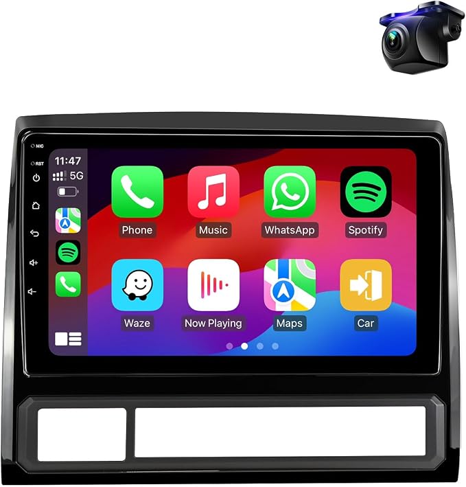 Car Stereo Radio for Toyota Tacoma 2005-2015 with Wireless Carplay&Android Auto/9 inch Touch Screen/Android12/FM RDS/GPS Navigation/HD Backup Camera (2GB+32GB+HD Backup Camera)