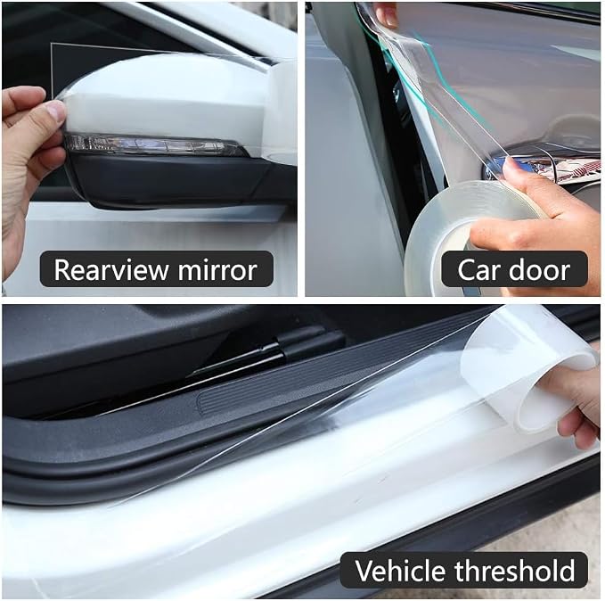 Anti-Scratch Anti-Collision Adhesive Strip Car Door Edge Guard Protector Strip Car Door Scuff Plate Protectors Transparent Invisible Tape for Rear Bumper/Door(66Ft x 2.8In)