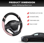 Car Steering Wheel Cover, 15 Inch Premium Leather Breathable Non-Slip Wheels Wrap, Universal Auto Comfortable Steering Wheel Protector for SUV Truck Van, Car Accessories (Pink)