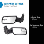 Driver & Passenger Side Power Heated Mirror Set Smooth Black Manual Fold Compatible with 2013-2019 Ford Flex FO1320444 FO1321444