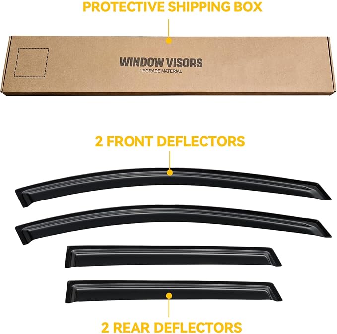Rain Guards for 2009-2013 Nissan Rogue, Out-Channel Window Visor Shields Vent Deflector Shade Wind Dark Smoke for 2014-2015 Rogue Select SV SL S Krom 2010 2011 2012, Tape-On Outside-Mount, 4PCS