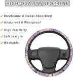 Butterfly Peach Blossom Pattern Car Steering Wheel Cover with a Diameter of 15" Comfortable Auto Steering Wheel Protector Car Interior Accessories Fit Most Van SUV Truck Car