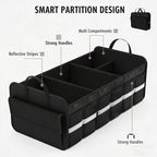CloudDream Car Trunk Organizer and Storage, 35.4" Large Foldable Cargo Storage with 3 Compartments & 6 Pockets, Waterproof Collapsible Organizer for SUV, Truck, Minivan, Sedan, Auto Accessories