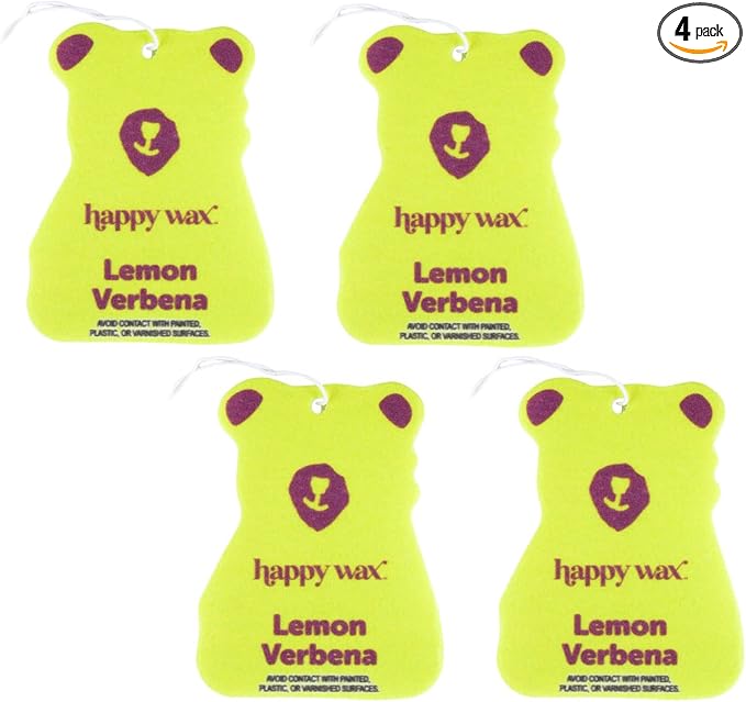 Lemon Verbena Hanging Car Cub Air Freshener - Scented and Infused with Natural Essential Oils - Cute 4-Pack