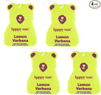 Lemon Verbena Hanging Car Cub Air Freshener - Scented and Infused with Natural Essential Oils - Cute 4-Pack