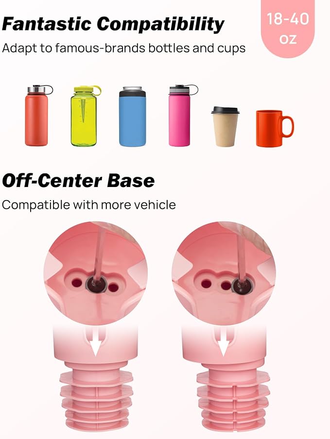 Cup Holder Phone Mount for Car, Car Cellphone Large Adapter Long Arm with 360 Degree Rotation, Compatible iPhone, Samsung & All Smartphones,Pink,1 Pack