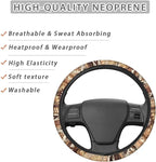Auto Steering Wheel Cover Universal Stretch 15 Inch Anti-Slip Neoprene Car Steering Wheel Protector for Women Men, Aztec Navajo Geometric Brown