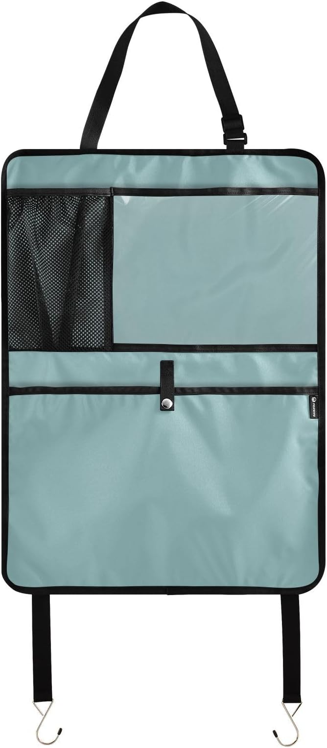 Teal Car Seat Organizer for Kids Backseat Kick Mat with Adjustable Strap Back Seat Protector for Vehicle SUV Car 2 Pcs