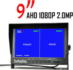 HD 1080P Vehicle Backup Camera with DVR Monitor System,2 x 8 LED IR Night Vision Reverse Rear View Camera + 9" IPS AHD 2CH Split Screen with SD Record 12V~24V for RV Truck Trailer Bus 5th Camper