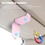 Sunglasses Holders for Car Visor, Sunglass Car Organizer, Leather Magnetic Buckle Sun Visor Sunglass Clip, Car Accessories Ticket Card Clip Sunglasses Mount Fit Truck (Pink, 2PCS)