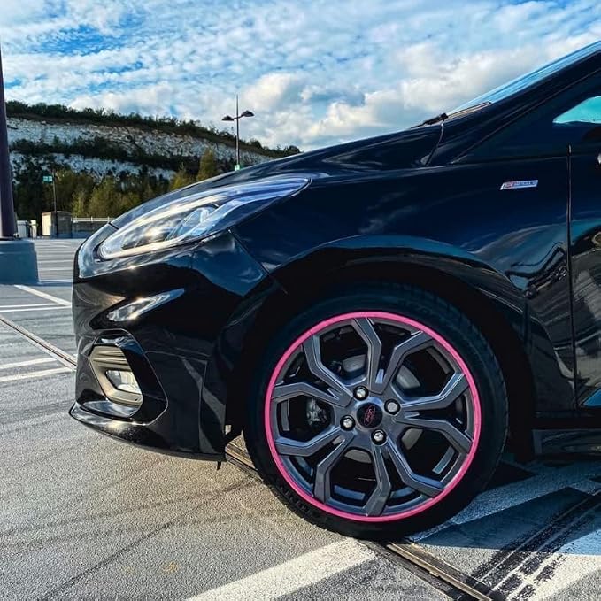 AlloyGator Pink Rim Protector for Car Wheels (Fits 12-24" Wheel Diameter) - Pack of 4 Premium Alloy Wheel Protector to Avoid Scratches & Scuffs - Adhesive Free Curb Rash Rim Protectors