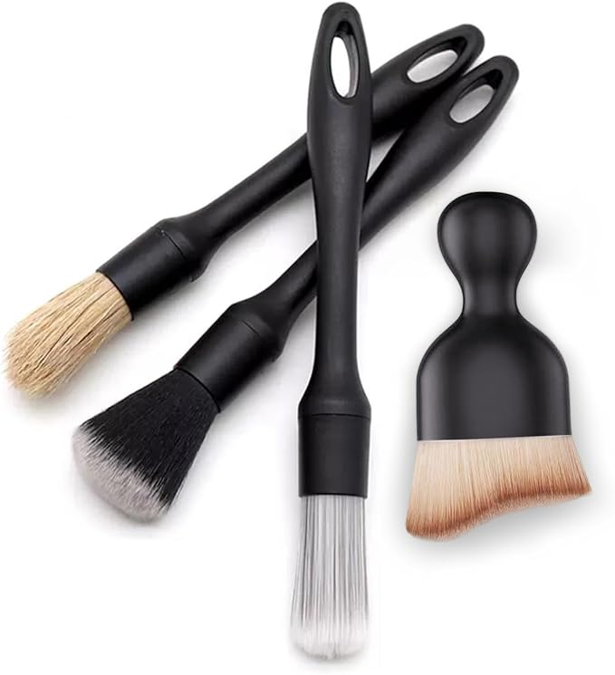 Car Detailing Brush Set - 4-Piece Kit for Interior & Exterior Cleaning - Premium Car Wash Brush for Professional Results ﻿car Duster Interior