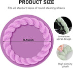Fluffy Car Steering Wheel Cover, 15 Inches Anti-Slip Round Fuzzy Winter Steering Wheel Protector, Soft Warm Plush Steering Wheel Cover for Women Girls, Car Accessories (Purple, Round)