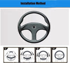 Steering Wheel Covers Universal 15 inch - Genuine Leather, Breathable, Anti Slip & Odor Free (Black with Blue Lines, M(14" 1/2-15" 1/4))