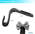 Mandark 2PCS Car Seat Headrest Hooks, Cute Bow Vehicle Hooks for Purses and Bags, Automotive Purse Hook Hanger Interior Decoration Accessories, Universal for SUV, Sedan, Truck (Black/Small)