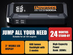 5000A Jump Starter | Povasee A40 Car Battery Jump Starter, 12V Portable Power Pack for All Gas & 10L Diesel Engines, with 3" LCD Display, Dual USB Output & Multi-Mode LED Light