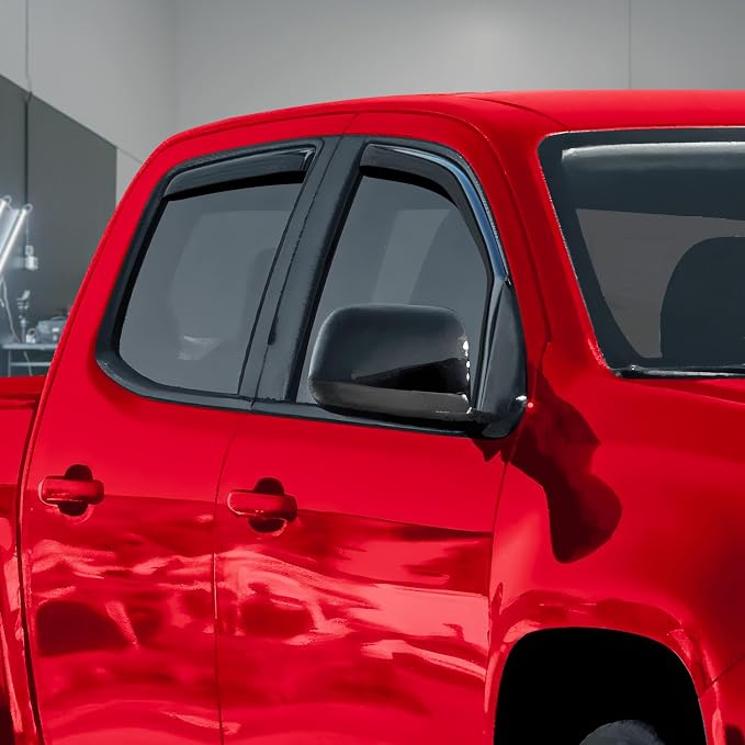 Voron Glass in-Channel Extra Durable Rain Guards for Trucks Chevrolet (Chevy) Colorado/GMC Canyon 2015-2022 Crew Cab, Window Deflectors, Vent Window Visors, 4 Pieces - 220184