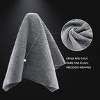 Microfiber Cleaning Cloth, Car Wash Towels, Terry Streak Free Reusable and Washable Premium Microfiber Towels for Cars, Pack of 12, 16"x16", Grey-MT041