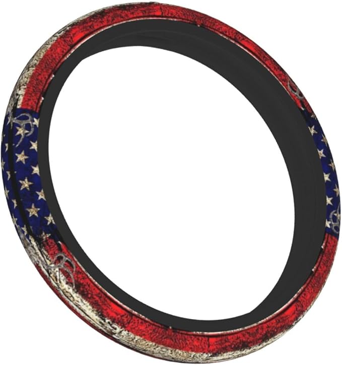 American Flag Deer Camo Retro Steering Wheel Cover Car Accessories Cute for Women Girls Girly Universal 15 Inch Neoprene Auto Interior Decor Anti Slip Car Truck Protector