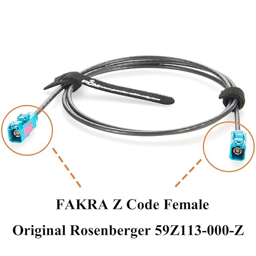 Original Rosenberger 59Z113-000-Z FAKRA Z Female to Female RF Coaxial Cable 50 Ohm Vehicle Car GPS Antenna Extension Cable for ADAS, FPD-Link GMSL2 Camera, Satellite Radio, Infotainment (1M/3.28FT)