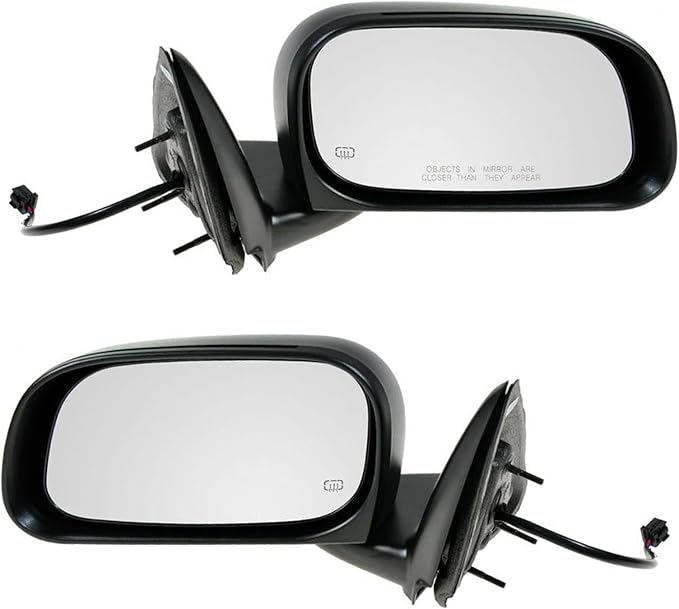 2 Piece Driver and Passenger Side Mirror Assembly Set Electric Adjustment Heated No Memory Textured Compatible with 2005-2010 Dodge Dakota 2006-2009 Mitsubishi Raider 2011 Ram Dakota CH1320237