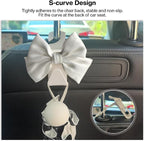 2 Pack Car Seat Headrest Hook, Auto Seat Hook Hangers Storage Organizer Interior Accessories for Handbag Clothes Coats Grocery Bags (White silk)