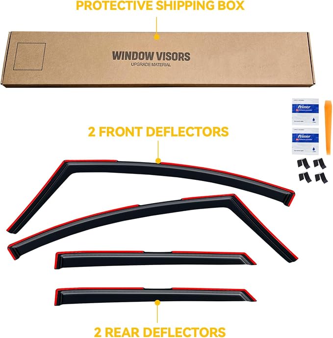 in-Channel Rain Guards for Chevy Bolt EV 2017-2023, Window Visor Shields Vent Deflector Shade Wind Dark Smoke 2018 2019 2020 2021 2022 17 18 19 20 21 22 23, Tape-On Inside-Mount, 4PCS