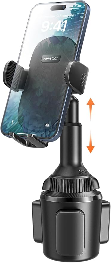 Universal Car Cup Phone Holder | Quick Extension Long Arm | 360° Swivel | Adjustable for iPhone, Samsung, Google, and All Smartphones | Stable & No Shake Design