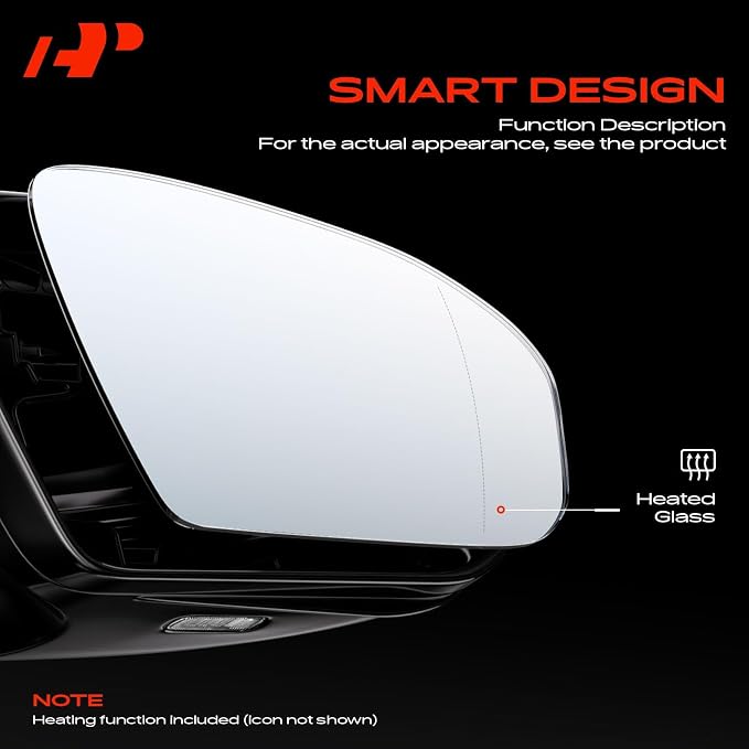 Right Passenger Side Heated Power Mirror Glass | Compatible with Hyundai Venue 2020-2025 - Exterior Side View Convex Mirror, w/o Auto Dimming Cable, with Backing Plate