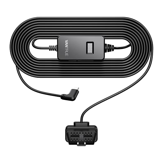 LED Screen OBD Hardwire Power Cable, 3 Gear Shifting,10ft USB-C, Low Voltage Protection for Parking Mode, Compatible with All Dash cams