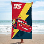 Kids Beach Towel - 100% Cotton Super Soft Absorbent Bath Towel, 28" x 58" Inch Lightweight for Travel, Official Licensed Product, Multi - Cars