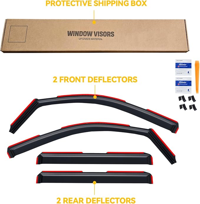 in-Channel Rain Guards for 2015-2020 Chevy Suburban, Window Visor Shields Vent Deflector Shade Wind Dark Smoke 2016 2017 2018 2019 15 16 17 18 19 20, Tape-On Inside-Mount, 4PCS