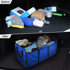 Trunk Organizer, Large Capacity Cargo Storage with Insulation Cooler, Foldable for Cars, Vehicles, SUVs, Trucks, Automotive Interior Organizer (Blue)