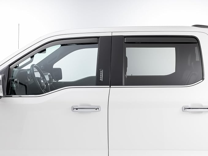 Custom Fit Side Window Deflectors for Ford F-150, F-150 Lightning, Super Duty - (801025IMB-81765IMB), Matte Black