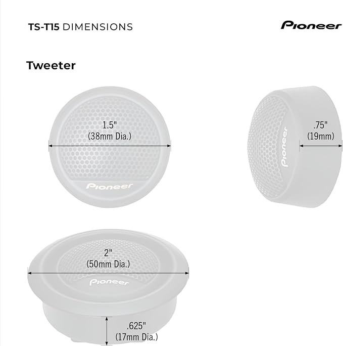 TS-T15 3/4" 120 W Max Power, Polyester Fiber Soft Dome - Tweeter (pair)