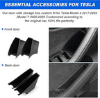 Custom Fit for Door Side Storage Box Tesla Model 3 2017-2023/ Model Y 2020-2023 Accessories Armrest Phone Container Door Organizer Handle Pocket Tray Black Set of 4