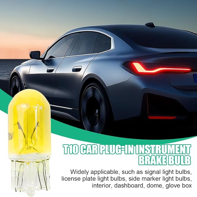25PCS T10 12V 5W Car Turn Signal Light Bulbs, Clear Flat Foot Vehicle Side Marker Lamp Bulbs, Auto Interior Amber Headlight Bulbs Accessories, Universal for SUV, Sedan, Truck (Yellow)